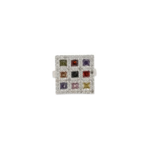 Multi-Gemstone Square Cocktail Ring