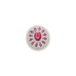 Radiant Ruby Halo Brooch