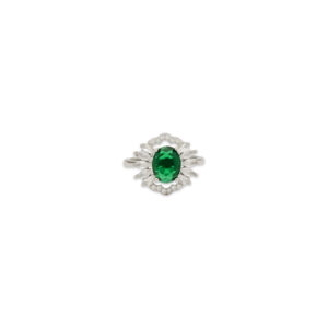 Elegant Emerald and Diamond Halo Ring