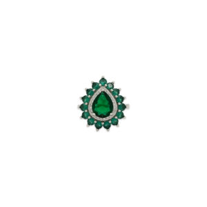 Emerald Teardrop Halo Ring