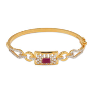 Designer Gold Bangle with Ruby & Diamond Accents