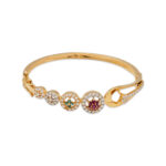 Elegant Gold Bracelet with Diamond & Gemstone Geometrical Design