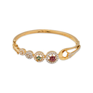 Elegant Gold Bracelet with Diamond & Gemstone Geometrical Design