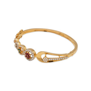 Elegant Gold Bracelet with Diamond & Gemstone Geometrical Design