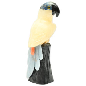 Exquisite Gemstone Bird Sculpture on Quartz