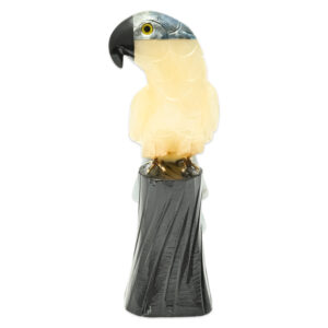Exquisite Gemstone Bird Sculpture on Quartz