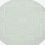 Round Selenite Sri Yantra Plate – Sacred Geometry for Energy Alignment