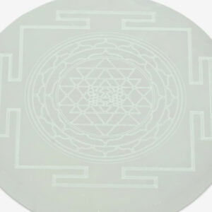 Round Selenite Sri Yantra Plate – Sacred Geometry for Energy Alignment