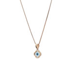 Gold Evil Eye Clover Pendant Necklace