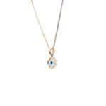 Gold Evil Eye Clover Pendant Necklace