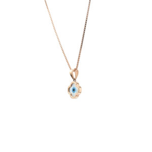 Gold Evil Eye Clover Pendant Necklace