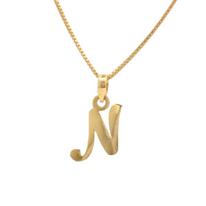 Gold “N” Cursive Pendant – Stylish
