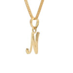 Gold “N” Cursive Pendant – Stylish