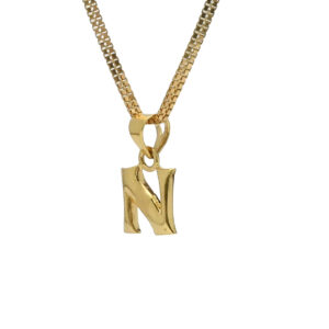 Stylish 22KT Gold “N” Alphabet Pendant – Elegant