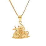 Gold Pendant with Cow,Peacock Feather – Divine & Elegant