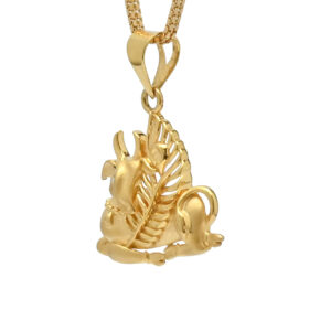 Gold Pendant with Cow,Peacock Feather – Divine & Elegant