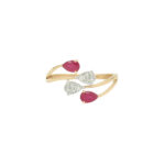 Ruby & amp; Diamond Teardrop Ring – Chic Dual-Tone Glam