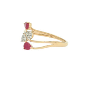 Ruby & amp; Diamond Teardrop Ring – Chic Dual-Tone Glam