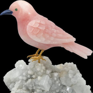 Elegant Rose Quartz Bird on Crystal Base