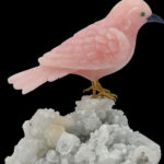 Elegant Rose Quartz Bird on Crystal Base