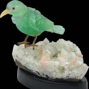 Green Aventurine Bird on Quartz Cluster