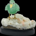 Green Aventurine Bird on Quartz Cluster