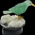 Green Aventurine Bird on Quartz Cluster