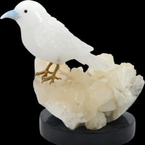 White Quartz Bird on Natural Crystal Cluster