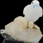 White Quartz Bird on Natural Crystal Cluster