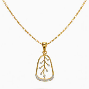 Elegant Gold Tree Branch Pendant with Sparkling Stones