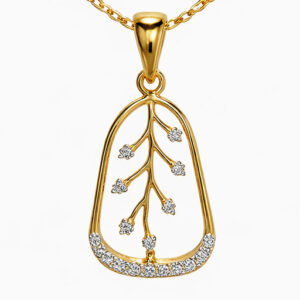 Elegant Gold Tree Branch Pendant with Sparkling Stones