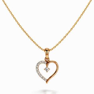 Modern Diamond Heart Gold Pendant