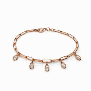 14KT Rose Gold Sleek Charm Bracelet with Diamond Centre
