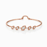 14KT Rose Gold Bracelet with Leaf Motif 6 Diamond Accents