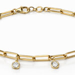 14KT Yellow Gold Sleek Bracelet with Hanging Diamond