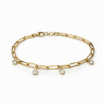 14KT Yellow Gold Sleek Bracelet with Hanging Diamond
