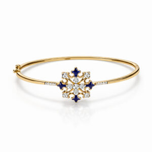 14KT Sleek Bracelet with Enameled Centre Diamond Accent