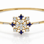 14KT Sleek Bracelet with Enameled Centre Diamond Accent