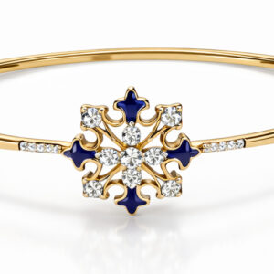 14KT Sleek Bracelet with Enameled Centre Diamond Accent
