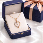 Modern Diamond Heart Gold Pendant