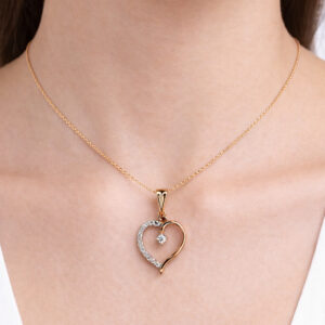 Modern Diamond Heart Gold Pendant